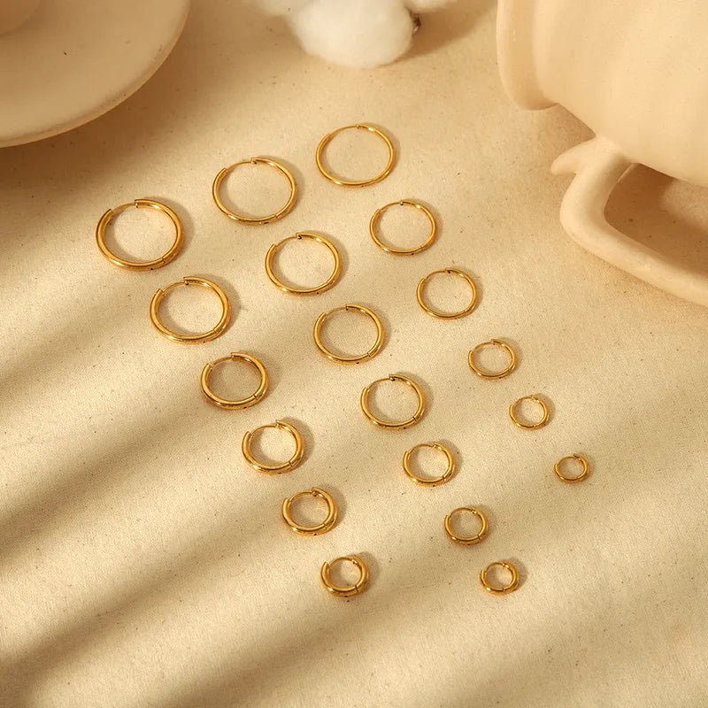 Size Small Basic 10mm Huggie Hoop Earrings - 18K Gold Plated - Love and Lee Apparel