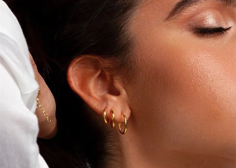 Size Small Basic 10mm Huggie Hoop Earrings - 18K Gold Plated - Love and Lee Apparel