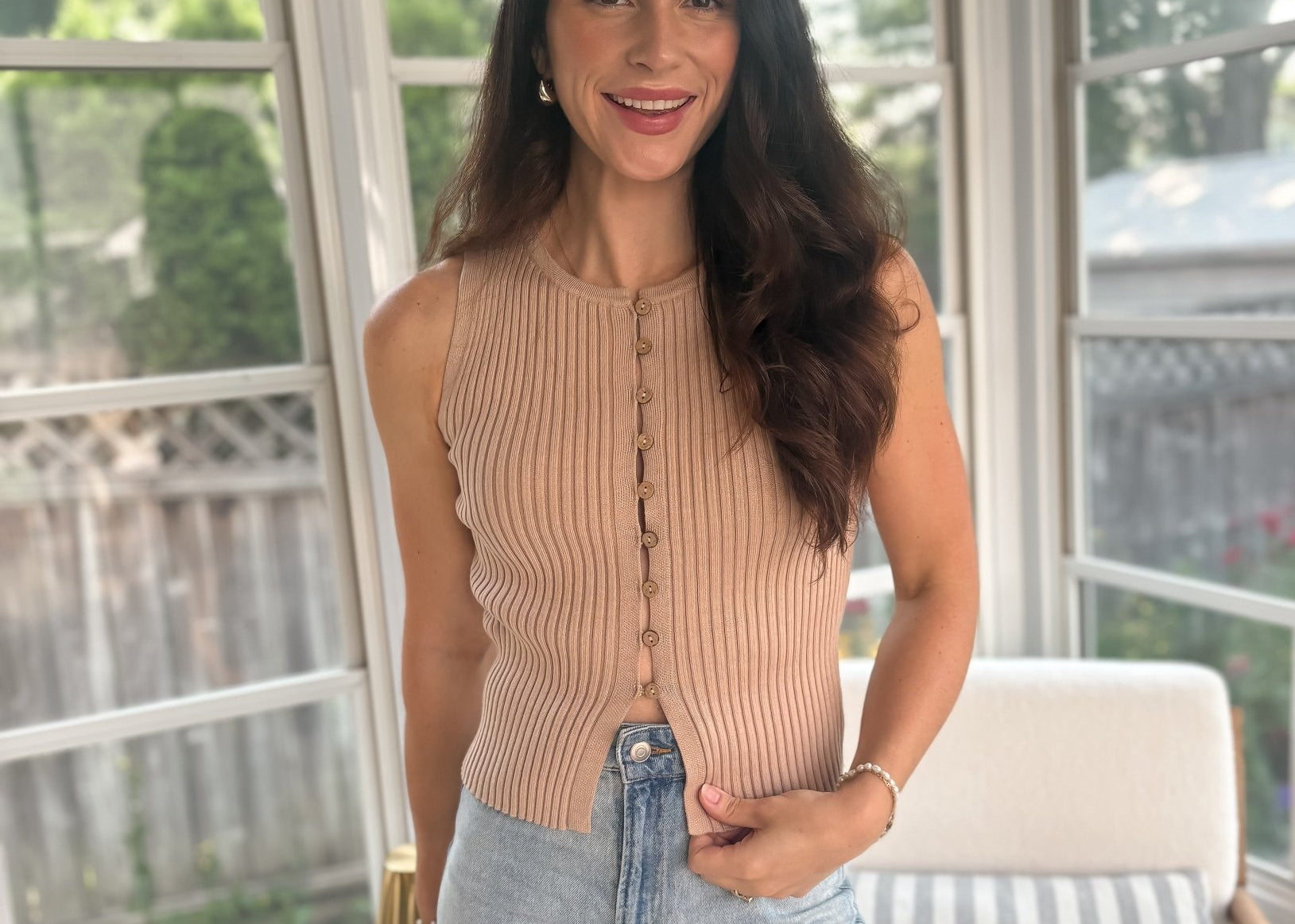 September Sleeveless Button Vest - Love and Lee Apparel