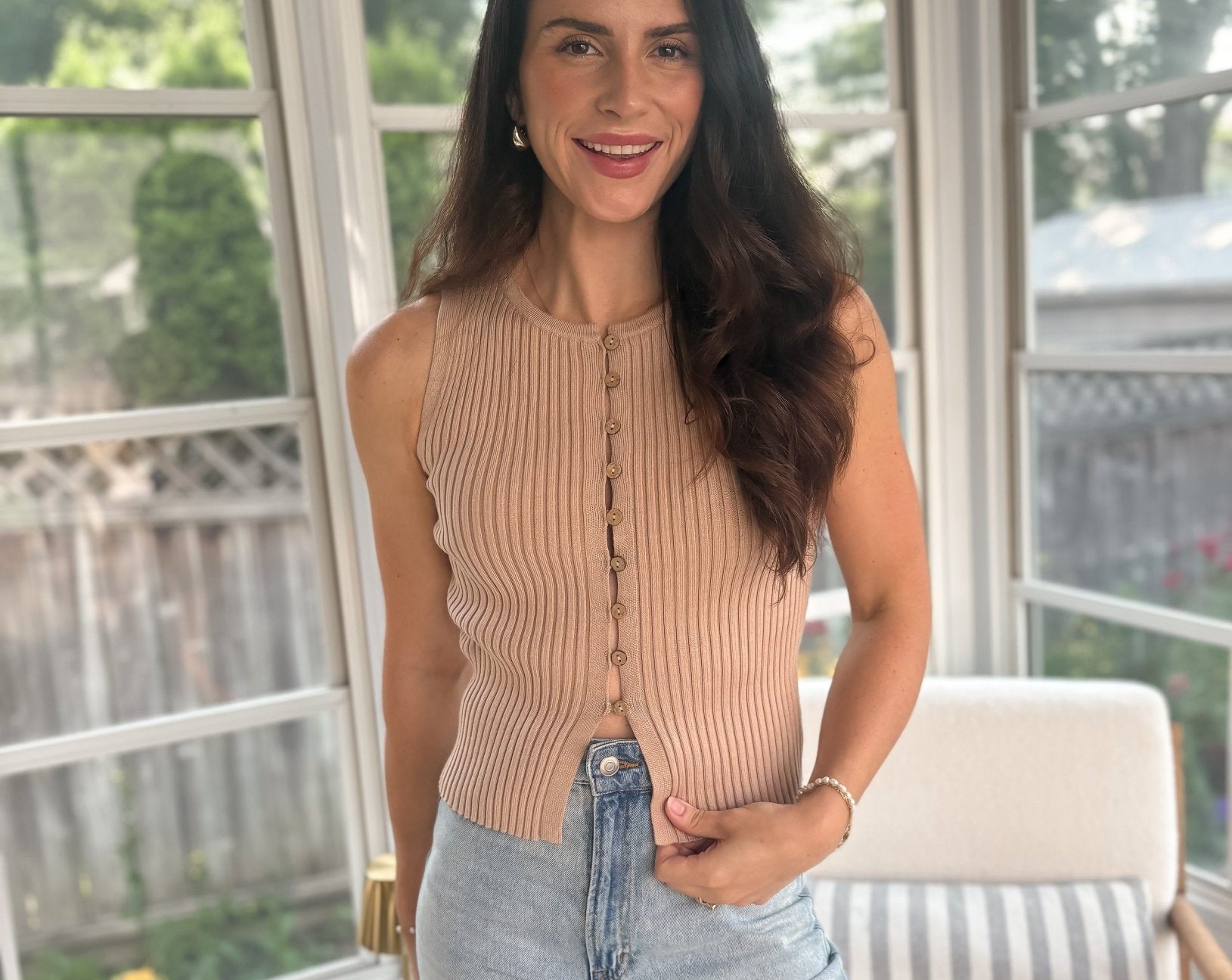 September Sleeveless Button Vest - Love and Lee Apparel
