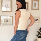 The Regan Gold Seashell Button Down Knit Vest in Cream - Love and Lee Apparel