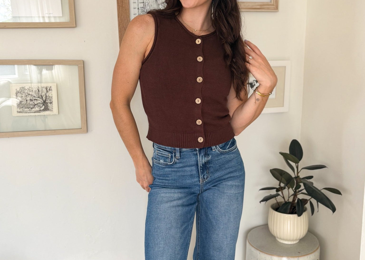 The Darla Raw Edge Button Down Knit Cardigan Vest Top - Love and Lee Apparel