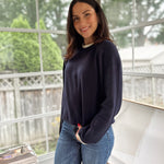 'Syllabus Season' Contrast Rolled Edge Crewneck Pullover - Love and Lee Apparel
