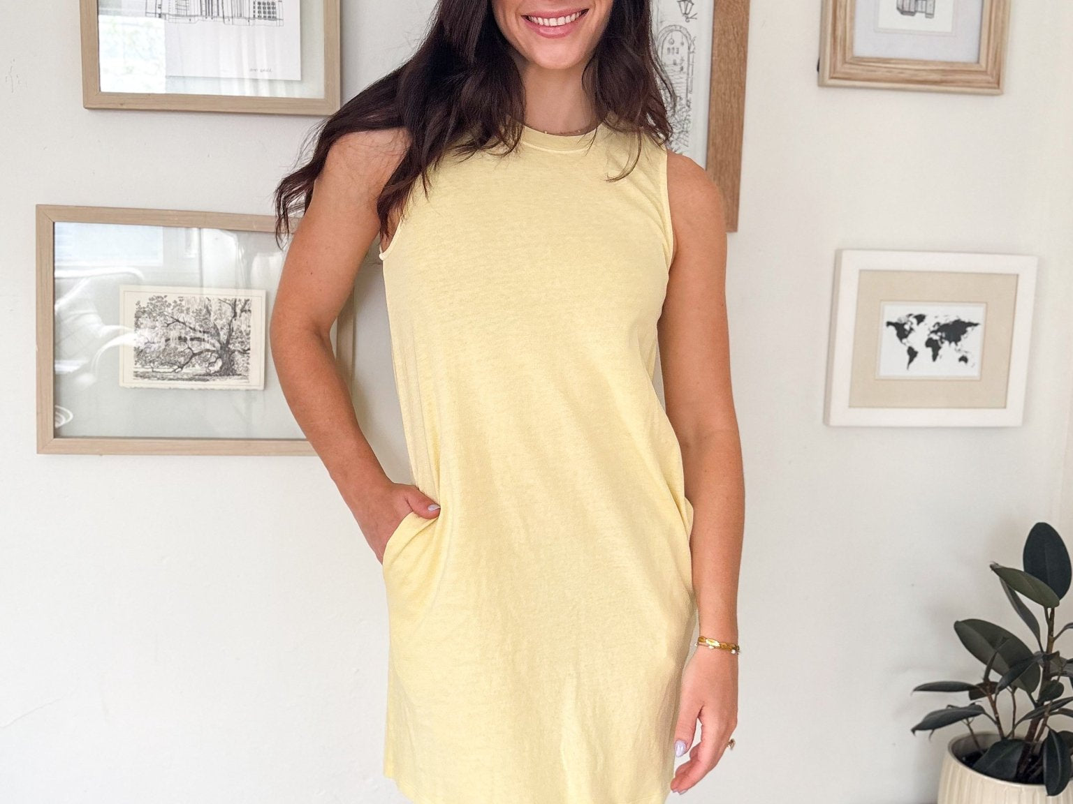The Bindy Pigment Dyed Sleeveless Mini Dress in Yellow - Love and Lee Apparel