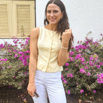 The Lexi Scallop Lace Trim Button Down Sleeveless Vest Blouse - Love and Lee Apparel