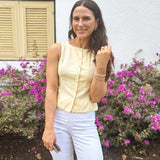 The Lexi Scallop Lace Trim Button Down Sleeveless Vest Blouse - Love and Lee Apparel