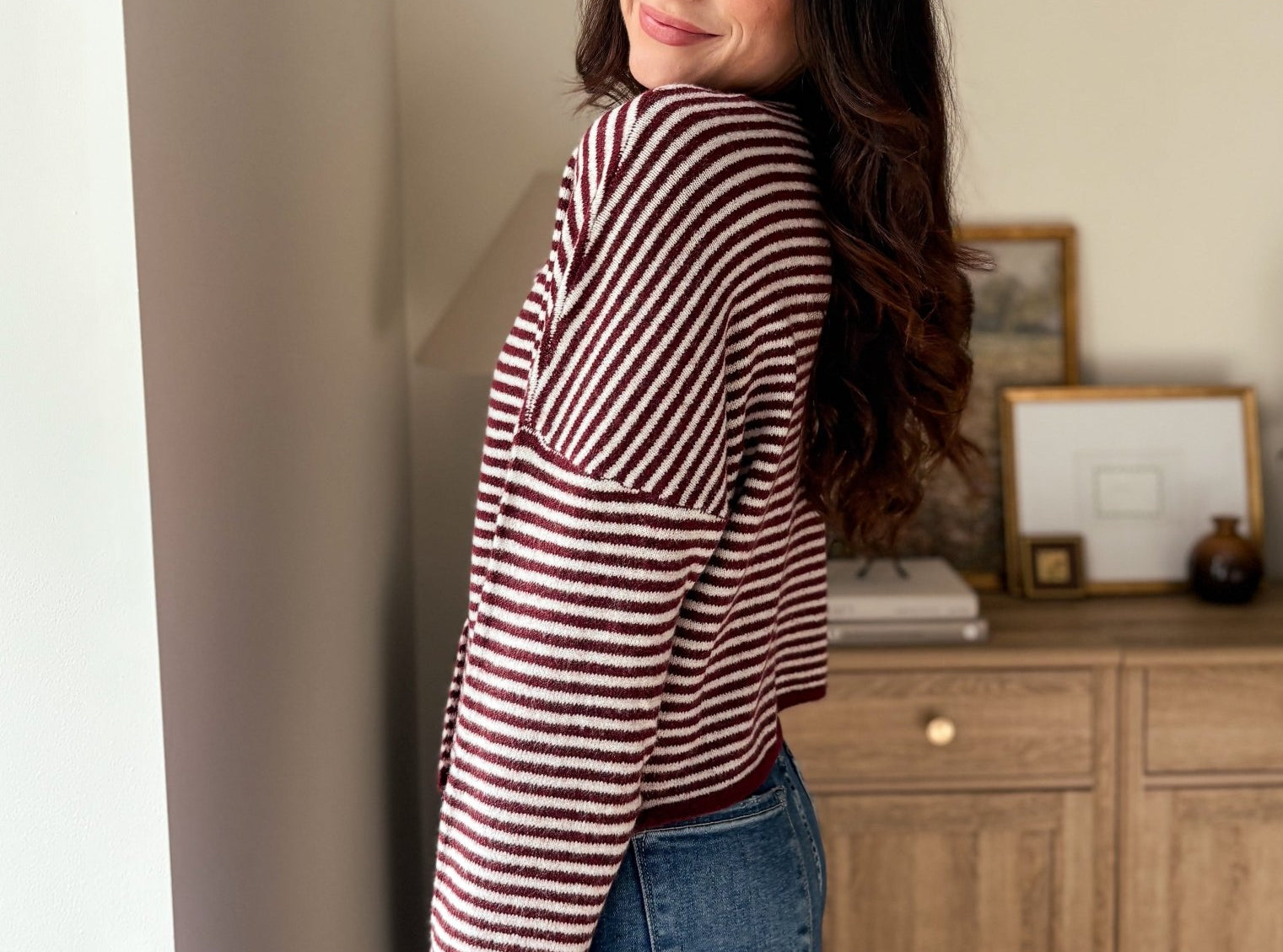 The Heirloom Stripe Raw Edge Drop Shoulder Knit Cardigan - Love and Lee Apparel