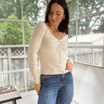 'The Cambridge House' Scoop Neck Button Fitted Ribbed Knit Cardigan - Love and Lee Apparel