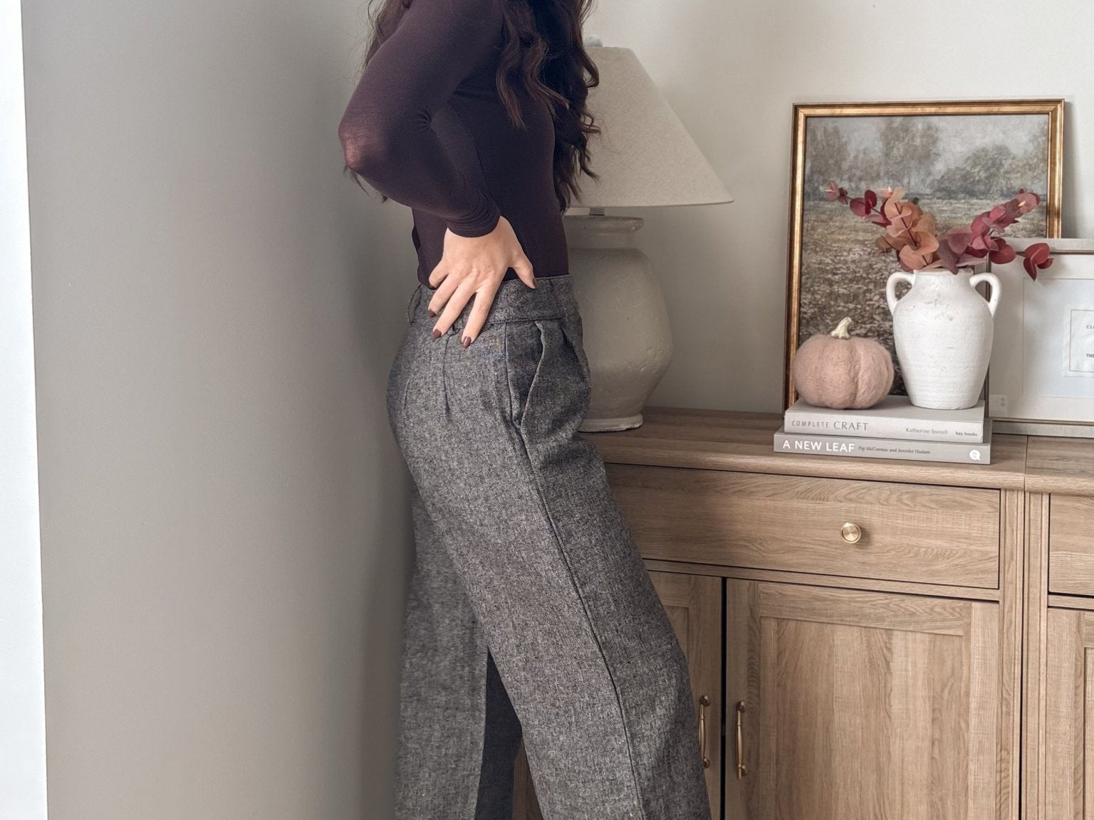 The 'Tweed & Pine' High Waisted Pleated Wide Leg Wool Blend Trousers - Love and Lee Apparel