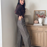 The 'Tweed & Pine' High Waisted Pleated Wide Leg Wool Blend Trousers - Love and Lee Apparel