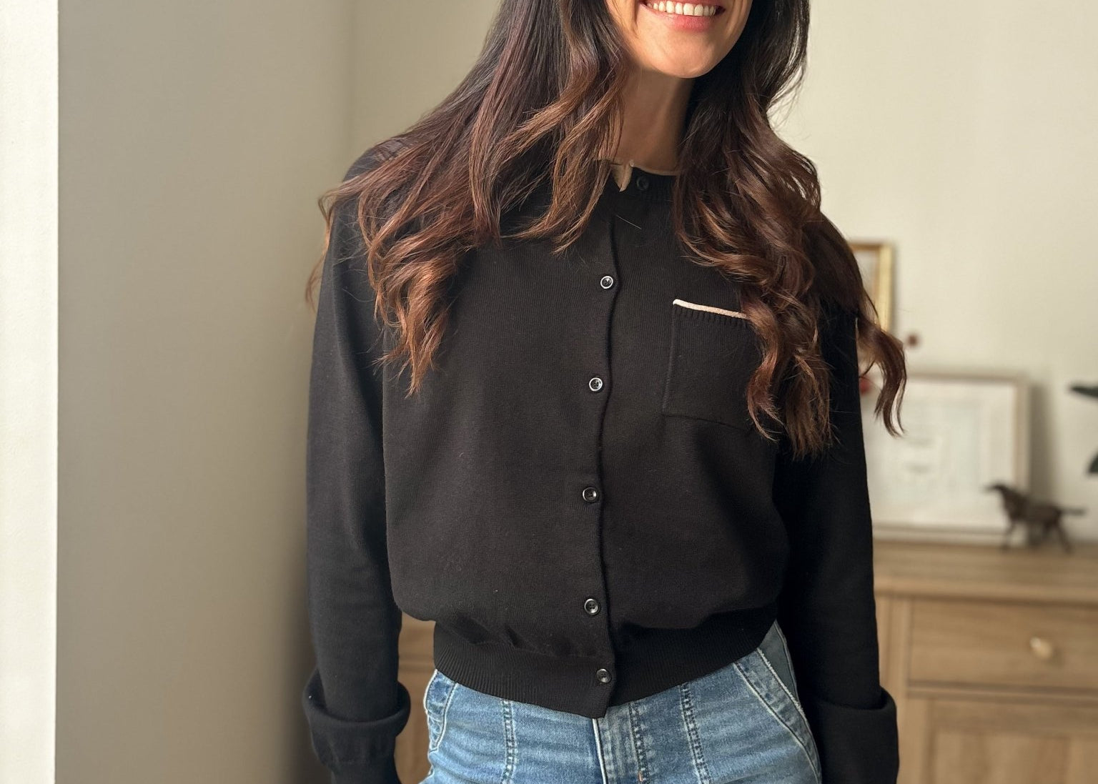 The 'October' Round Neck Contrast Piping Button Cardigan - Love and Lee Apparel