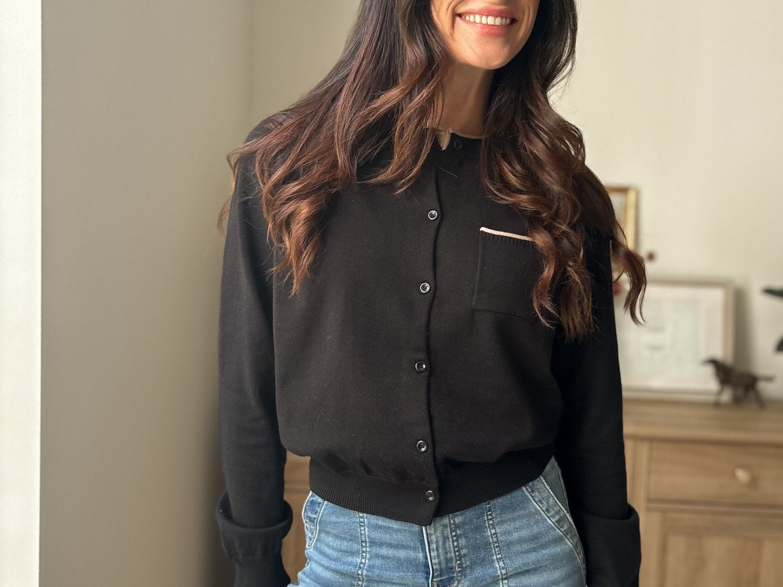 The 'October' Round Neck Contrast Piping Button Cardigan - Love and Lee Apparel