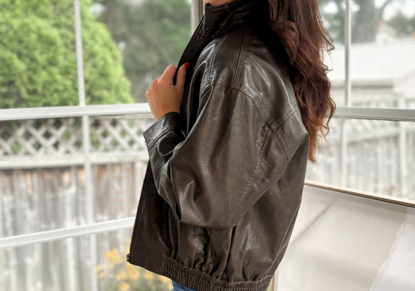 'The Varsity Club' Collared Zip-Up Faux Leather Bomber Jacket - Love and Lee Apparel