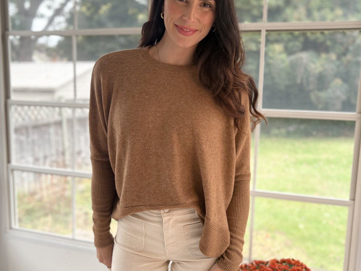 The Harrington Brushed Melange Hacci Dolman Sleeve Sweater - Love and Lee Apparel