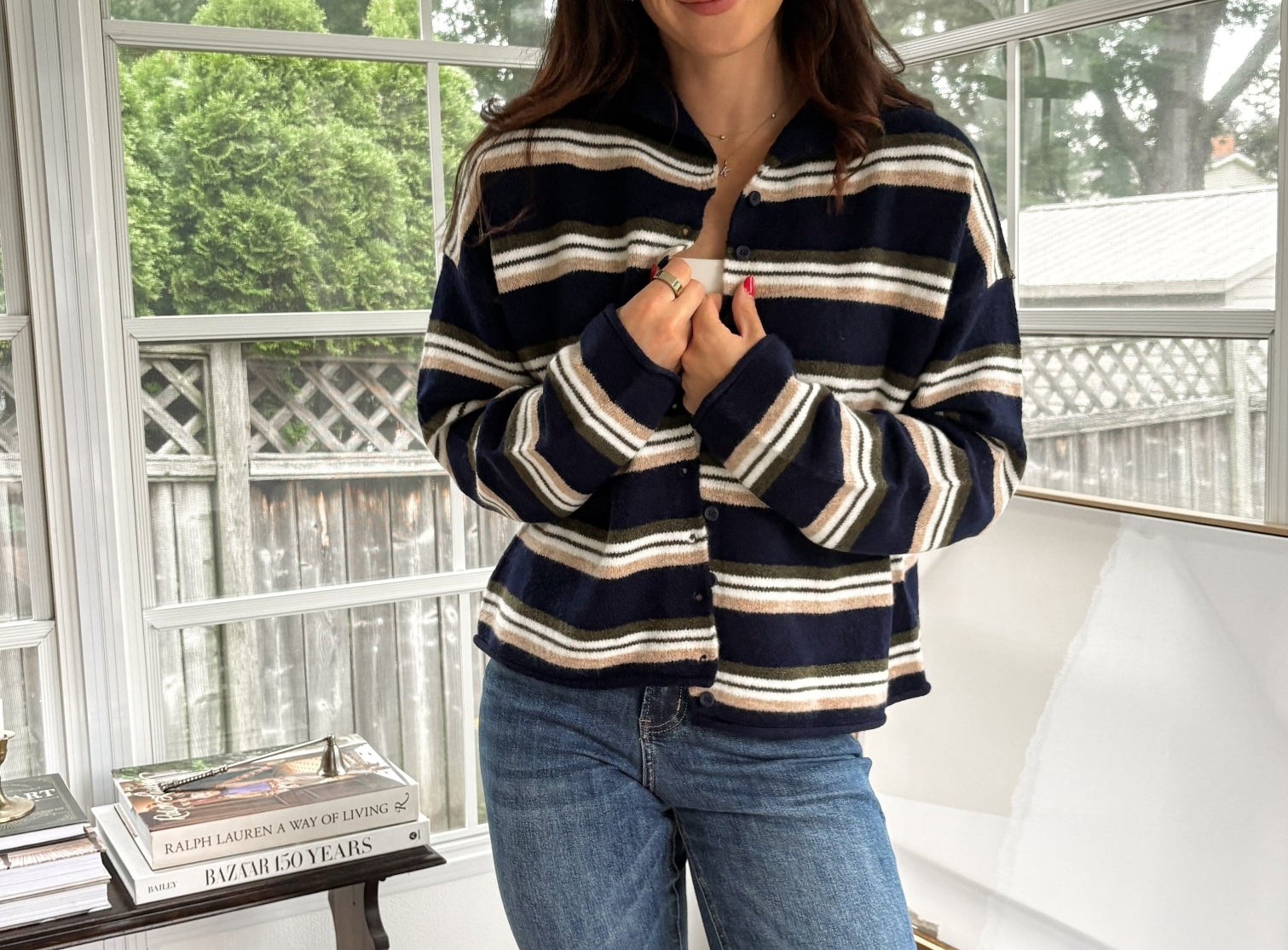 'Meet Me on Campus' Multi-Color Stripe Rolled Neck Knit Cardigan - Love and Lee Apparel