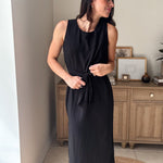 The Peyton Sleeveless Tie Detail Linen Effect Woven Midi Dress - Love and Lee Apparel
