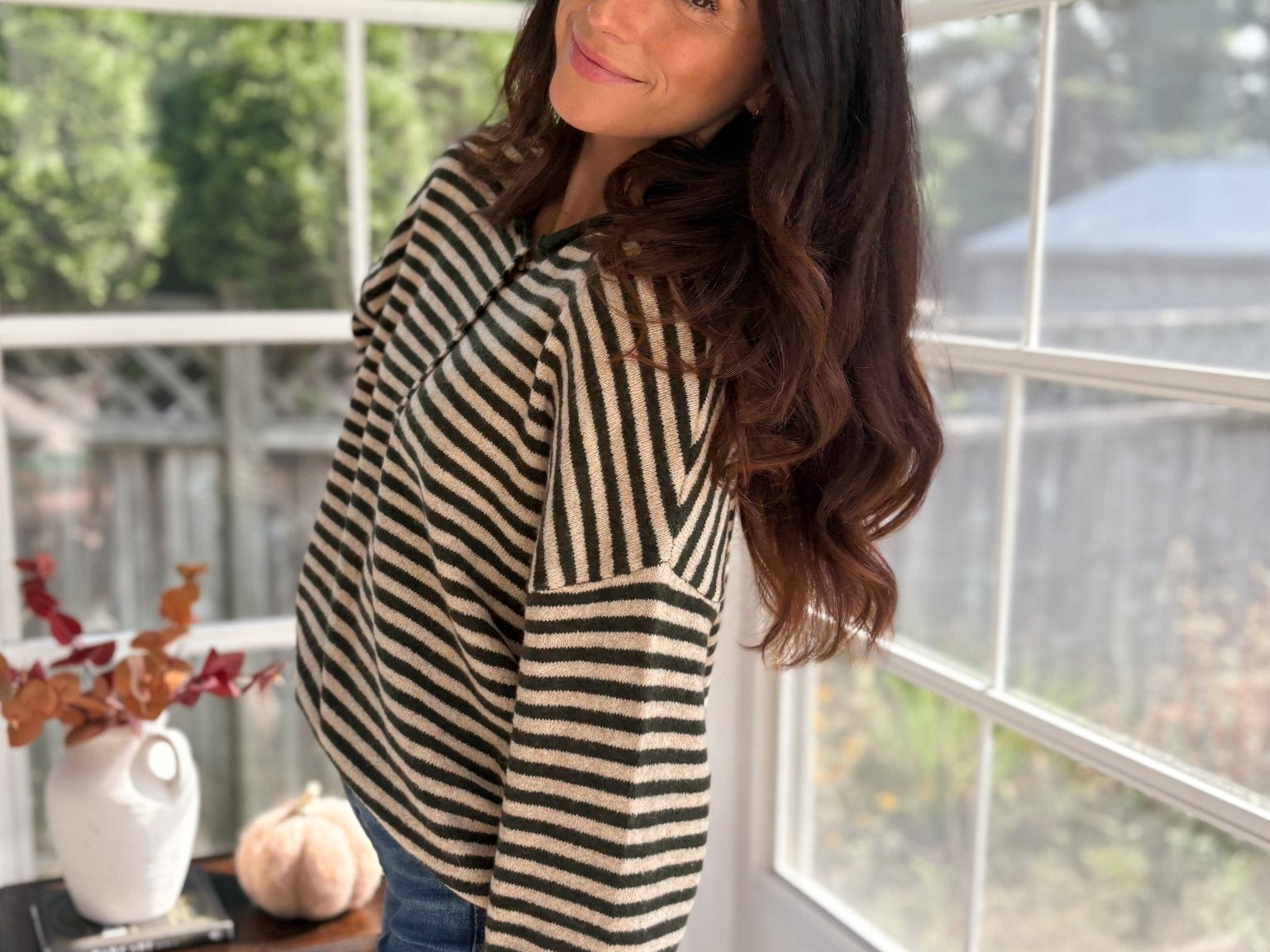 The Cedar Henley Style Drop Shoulder Sweater - Love and Lee Apparel