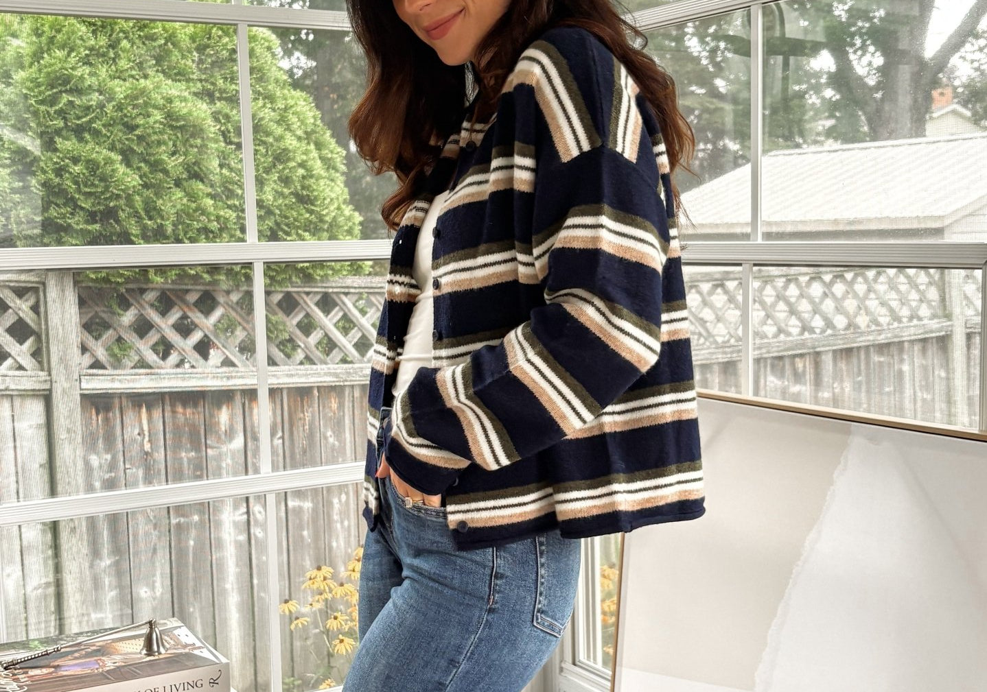 'Meet Me on Campus' Multi-Color Stripe Rolled Neck Knit Cardigan - Love and Lee Apparel