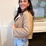 The Monique Long Sleeve Gold Button Closure Inner Fur Faux Suede Jacket - Love and Lee Apparel