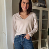 The Aurelie Long Sleeve V - Neck Knit Pullover Sweater - Love and Lee Apparel