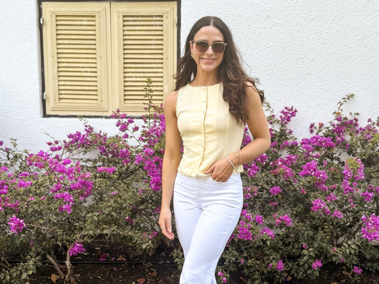 The Lexi Scallop Lace Trim Button Down Sleeveless Vest Blouse - Love and Lee Apparel