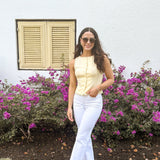 The Lexi Scallop Lace Trim Button Down Sleeveless Vest Blouse - Love and Lee Apparel