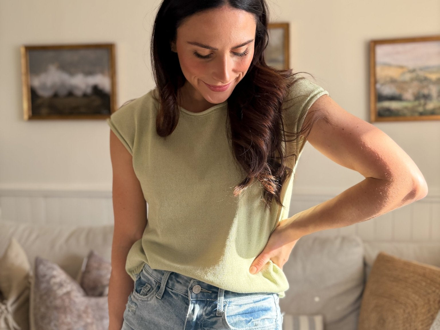 The Jasmine Raw Edge Drop Shoulder Knit Top - Love and Lee Apparel