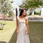 The Macy Stripe Smocked Ruffle Trim Midi Dress - Love and Lee Apparel