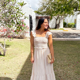 The Macy Stripe Smocked Ruffle Trim Midi Dress - Love and Lee Apparel