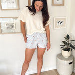 Strawberry Stripe Elastic Waist Bow Detail Shorts - Love and Lee Apparel