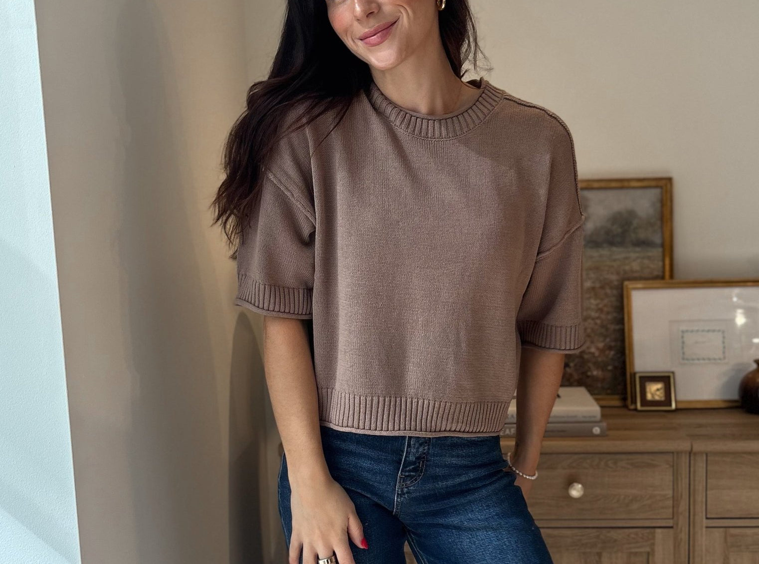 The Stone Hearth Exposed Seam Drop Shoulder Short Sleeve Pullover - Love and Lee Apparel