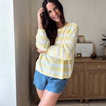 The Vicky Stripe Long Sleeve Cozy Knit Top - Love and Lee Apparel