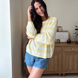 The Vicky Stripe Long Sleeve Cozy Knit Top - Love and Lee Apparel