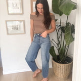 Katie High Waisted Medium Wash Barrel Jeans - Love and Lee Apparel