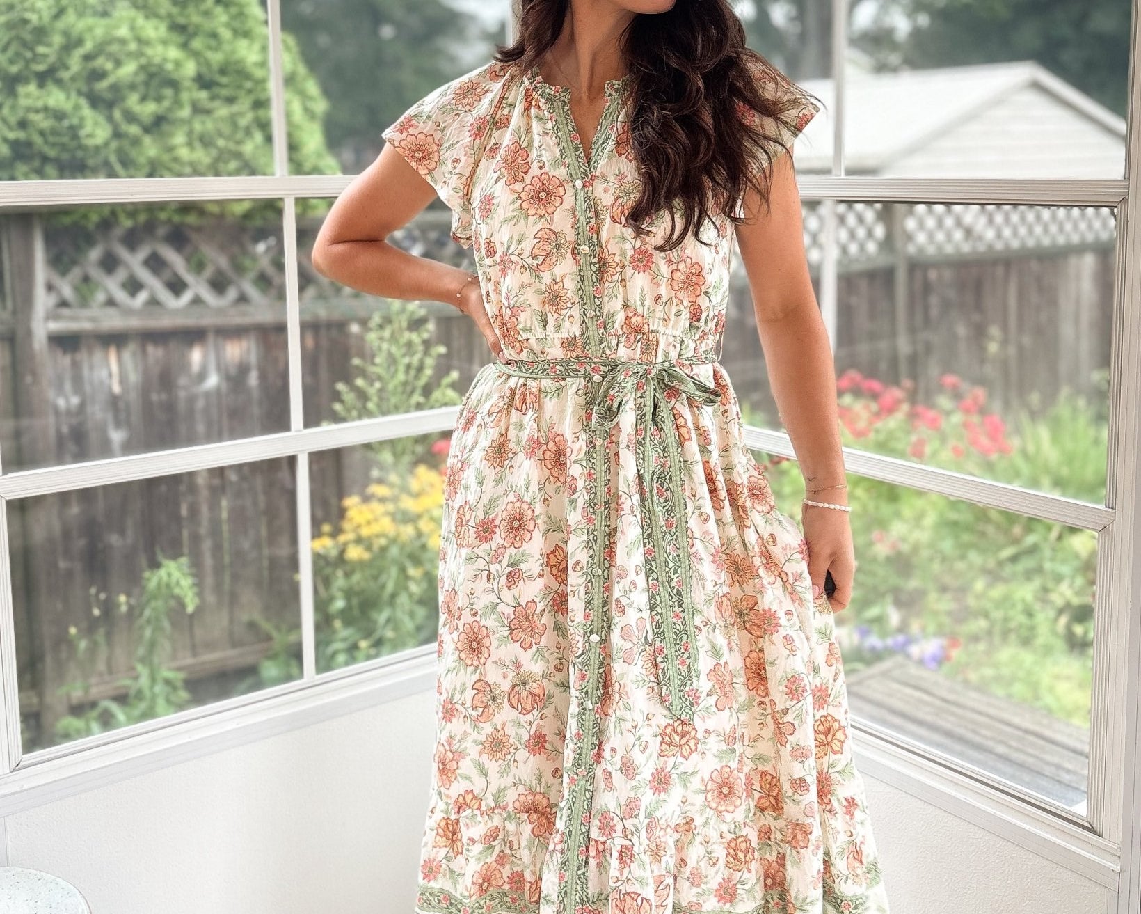 Hera Short Sleeve Belted Midi Dress - Love and Lee Apparel