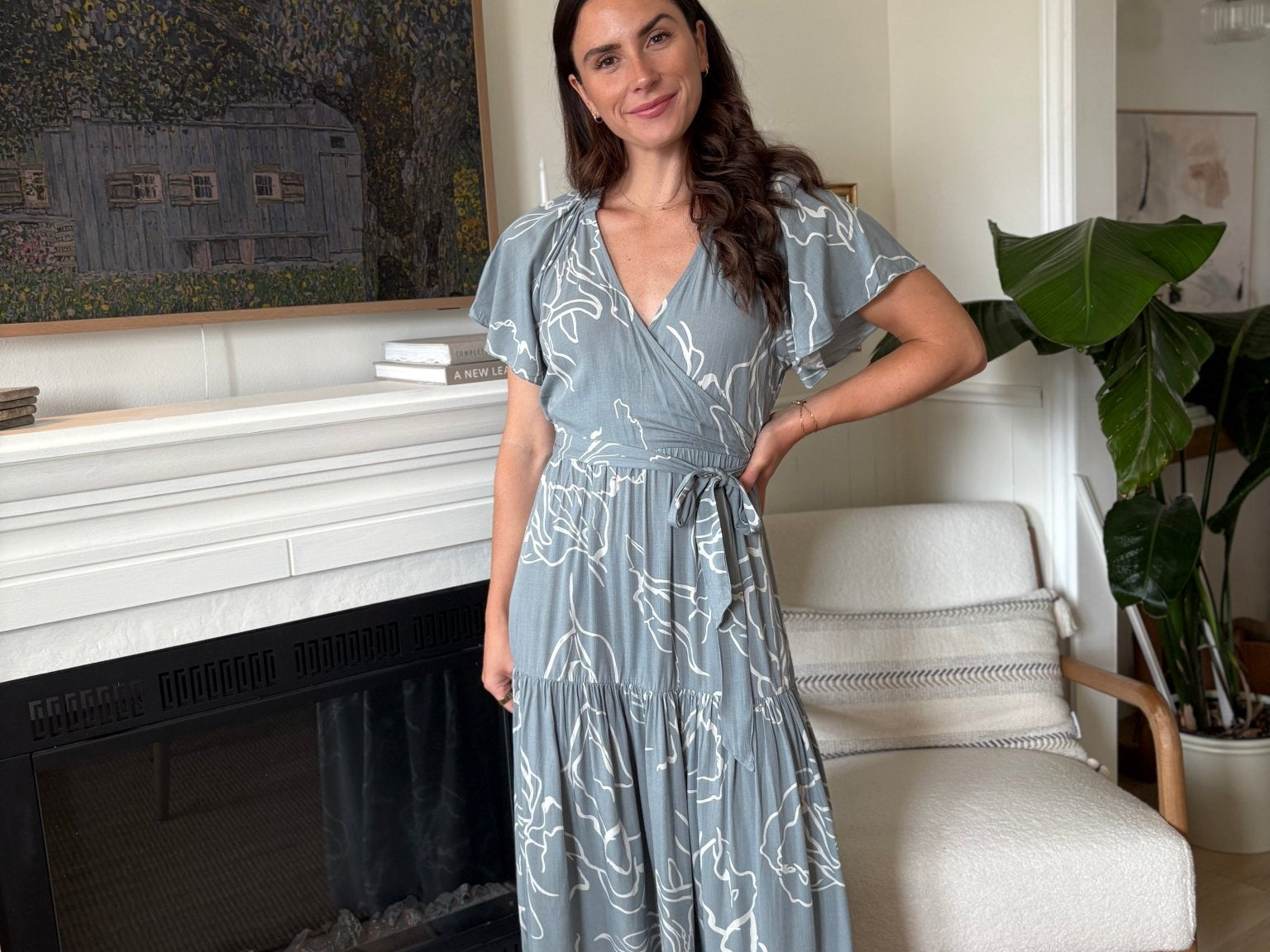 The Avalon Print V - Neck Belted Maxi Dress - Love and Lee Apparel