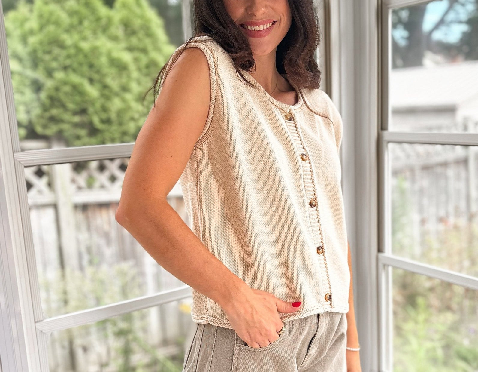 The Sybel Raw Edge Sleeveless Button Down Knit Cardigan - Love and Lee Apparel