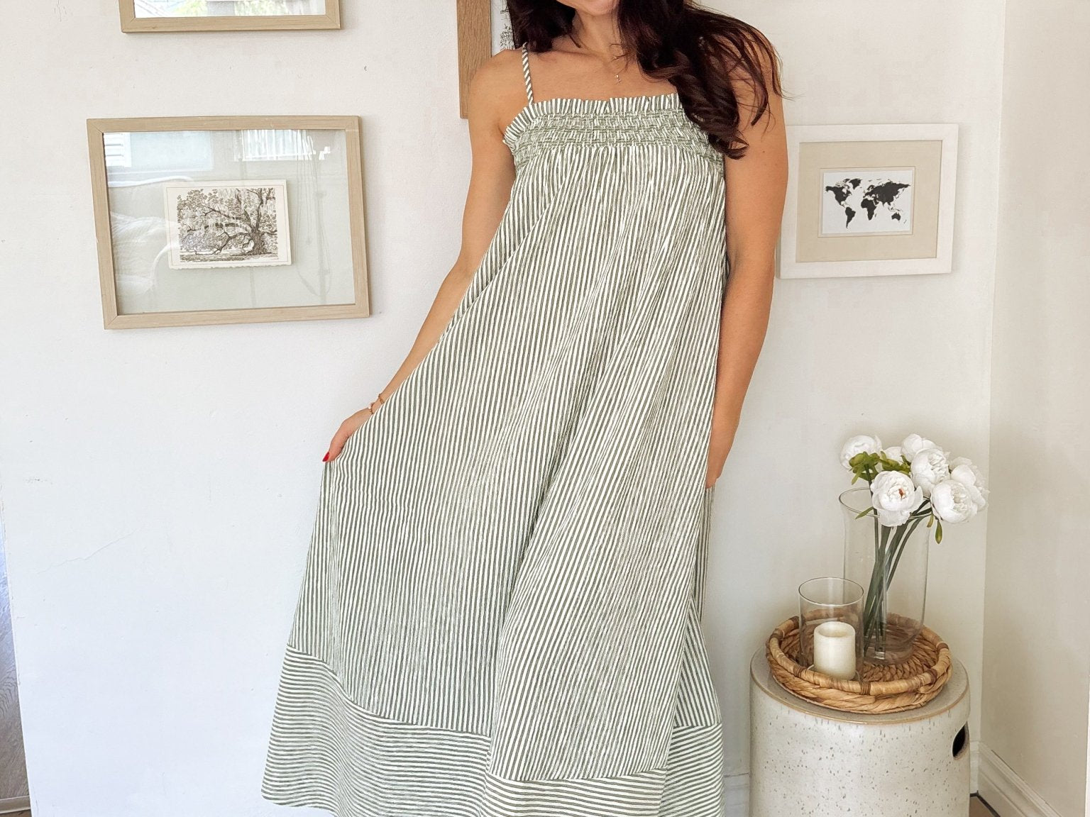 The Isabella White And Green Maxi Dress - Love and Lee Apparel