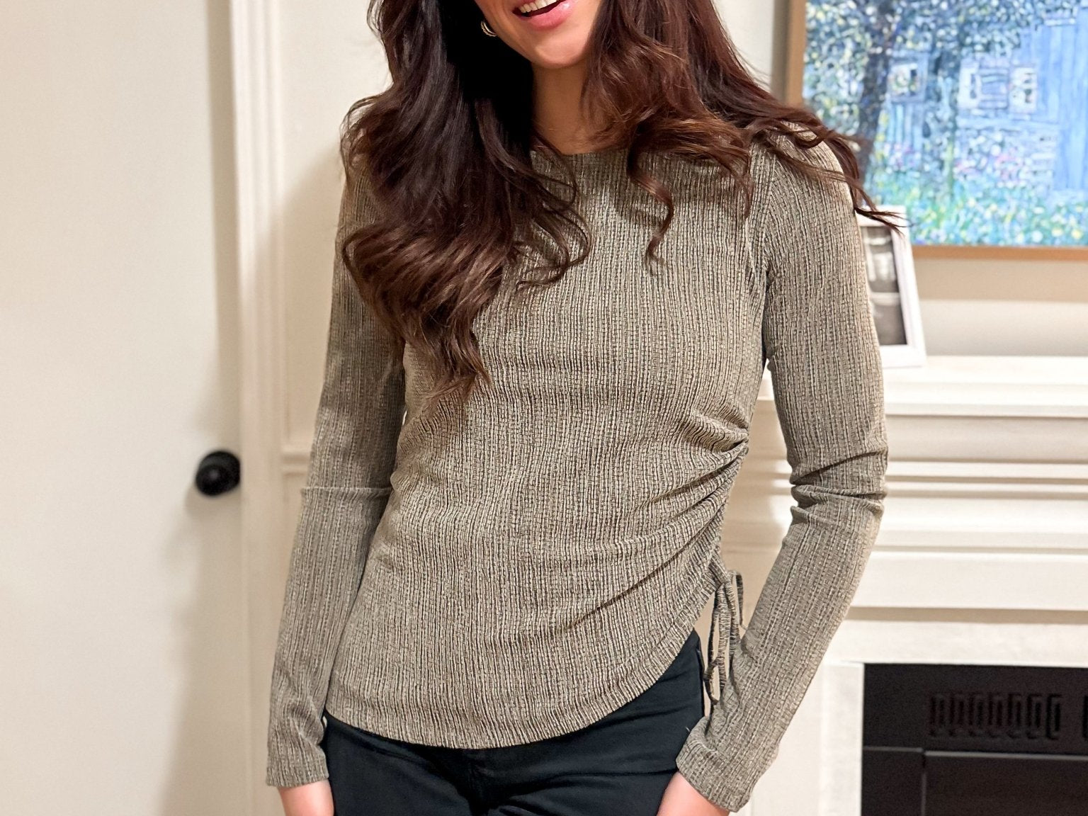 The Blair Ruched Two Tone Texture Knit Top - Available in 2 colours - Love and Lee Apparel