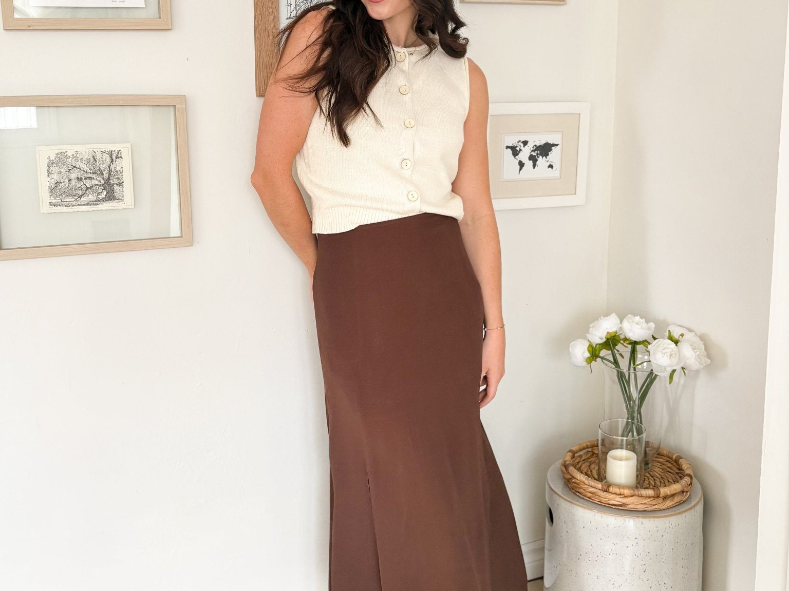 Pheobe Midi Skirt with Slit - Love and Lee Apparel