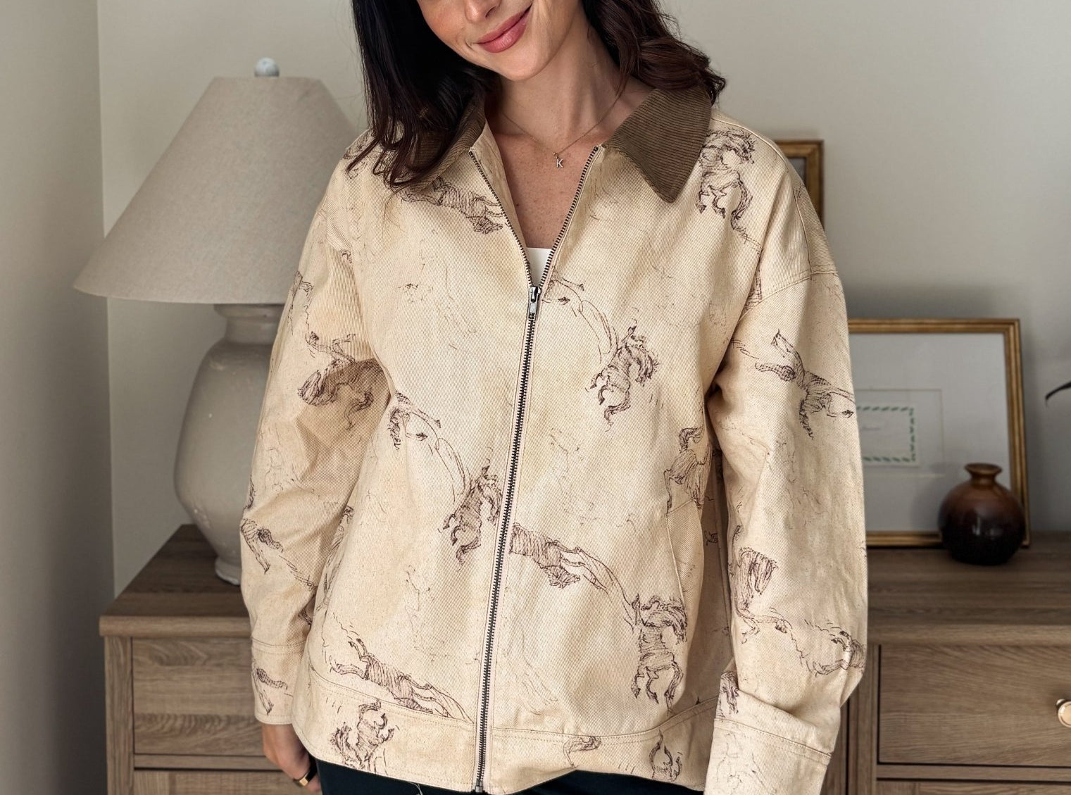 The Countryside Stables Western Horse Print Zip Up Jacket - Love and Lee Apparel