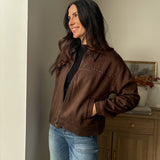 The 'Cozy Fireside' Studded Collared Zip-Up Suede Jacket - Love and Lee Apparel