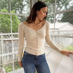 'The Cambridge House' Scoop Neck Button Fitted Ribbed Knit Cardigan - Love and Lee Apparel