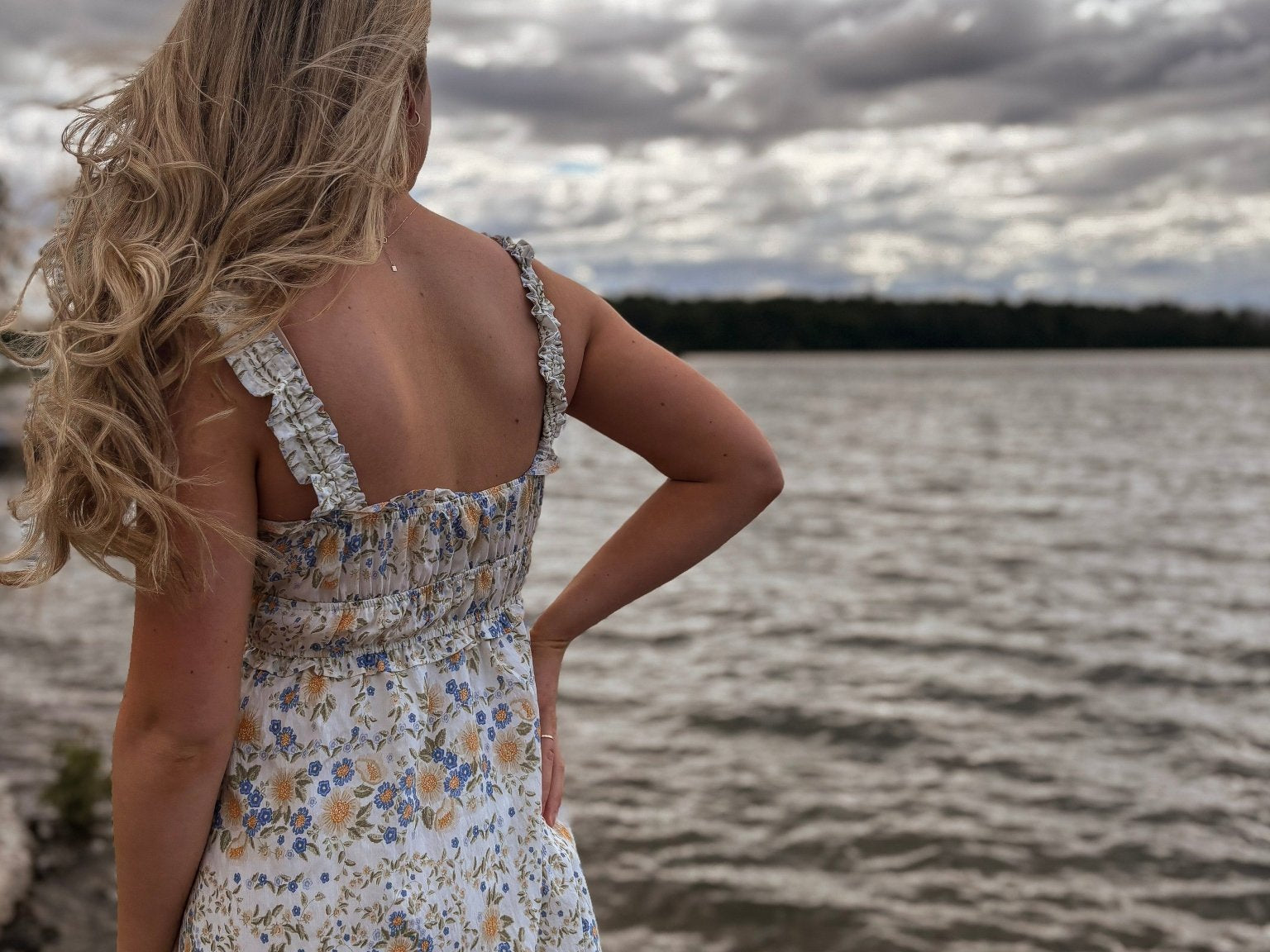 Seaview Border Floral Sleeveless Front Tie Midi Dress - Love and Lee Apparel