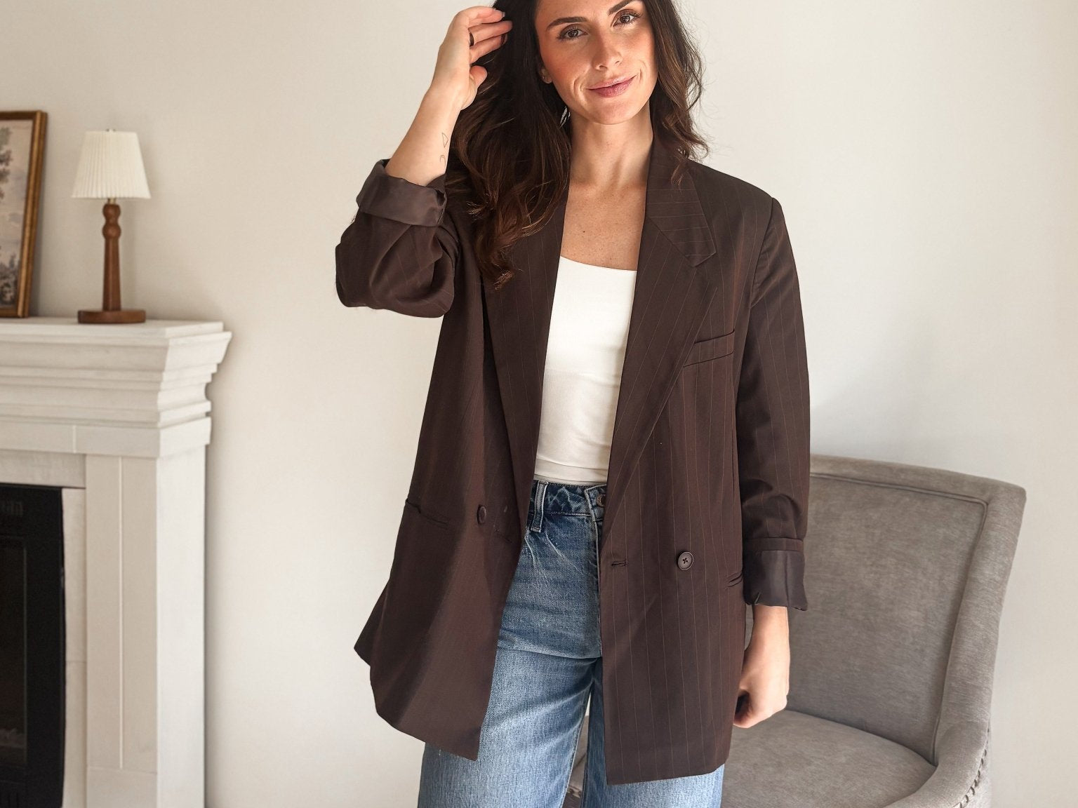 The '9 to Thrive' Long Sleeve Pinstripe Blazer - Love and Lee Apparel