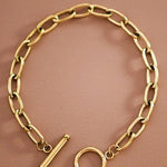 Paperclip Bracelet with Toggle Closure - 18K Gold Plated Steel - Love and Lee Apparel