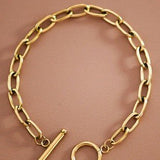 Paperclip Bracelet with Toggle Closure - 18K Gold Plated Steel - Love and Lee Apparel