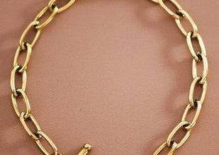 Paperclip Bracelet with Toggle Closure - 18K Gold Plated Steel - Love and Lee Apparel