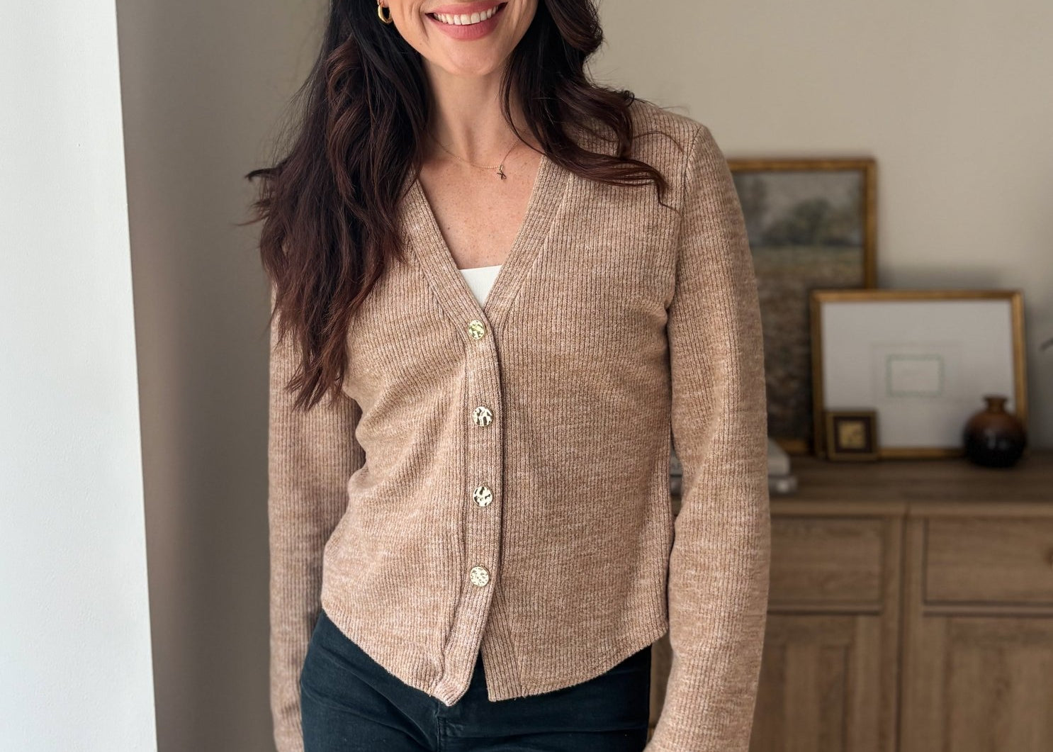 The Heritage Estate Ribbed V-Neck Cardigan in Mocha - Love and Lee Apparel