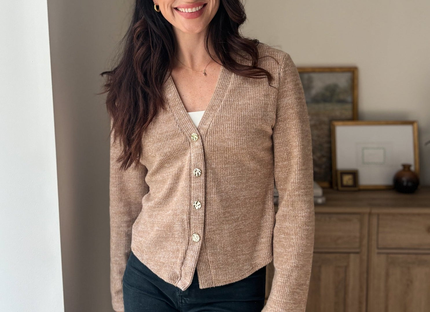 The Heritage Estate Ribbed V-Neck Cardigan in Mocha - Love and Lee Apparel